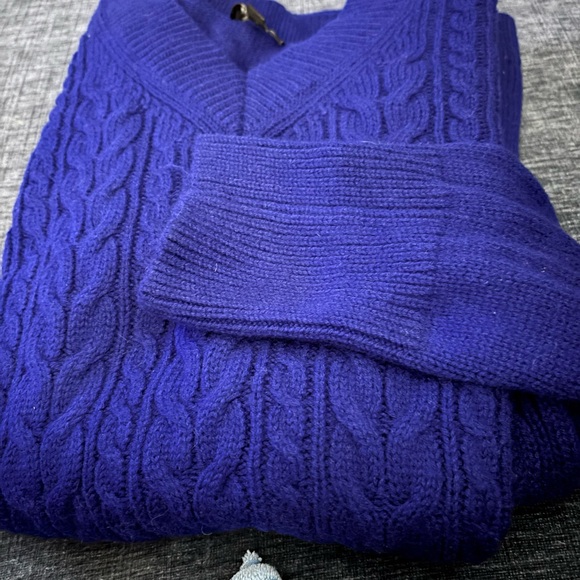 Talbots deep blue v-neck sweater. Warm!!! - Picture 3 of 5